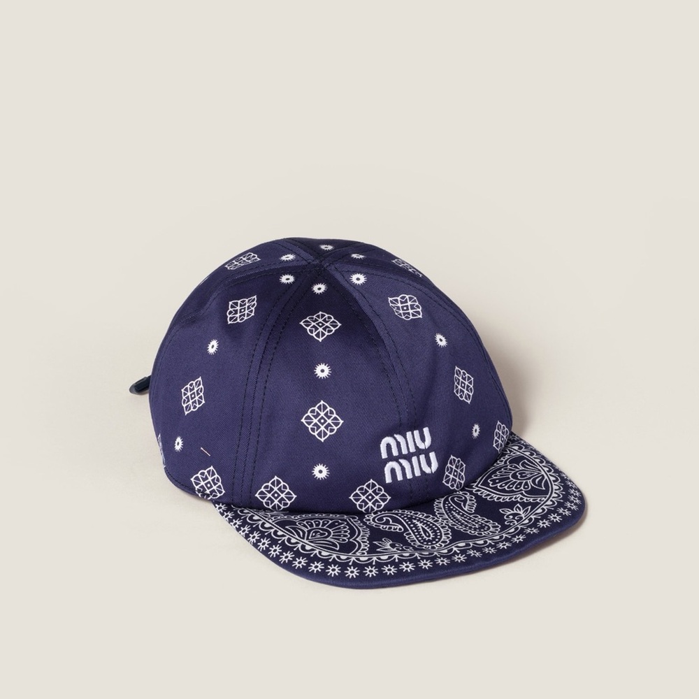 Miu Miu Navy Paisley bandana print cap